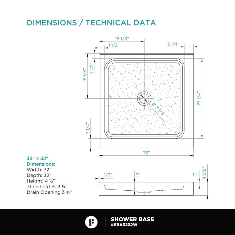 Fine Fixtures 32" W x 32" D Double Shower Base Wayfair